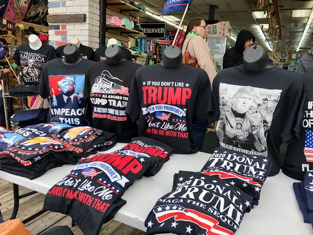 Merchandise supporting President Trump at the rally in Wildwood, NJ